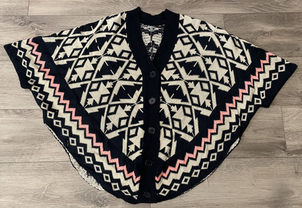 Charlotte Russe Women’s Aztec Geometric Knit Poncho Cardigan